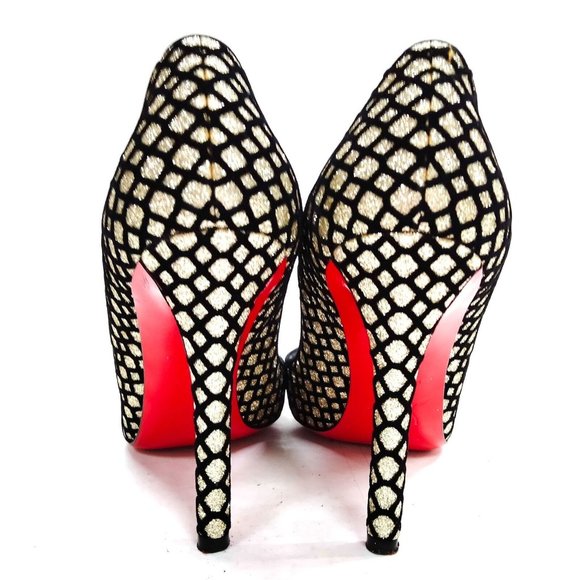 Christian Louboutin silver and black Fabric Pumps size 37 - Picture 5 of 9